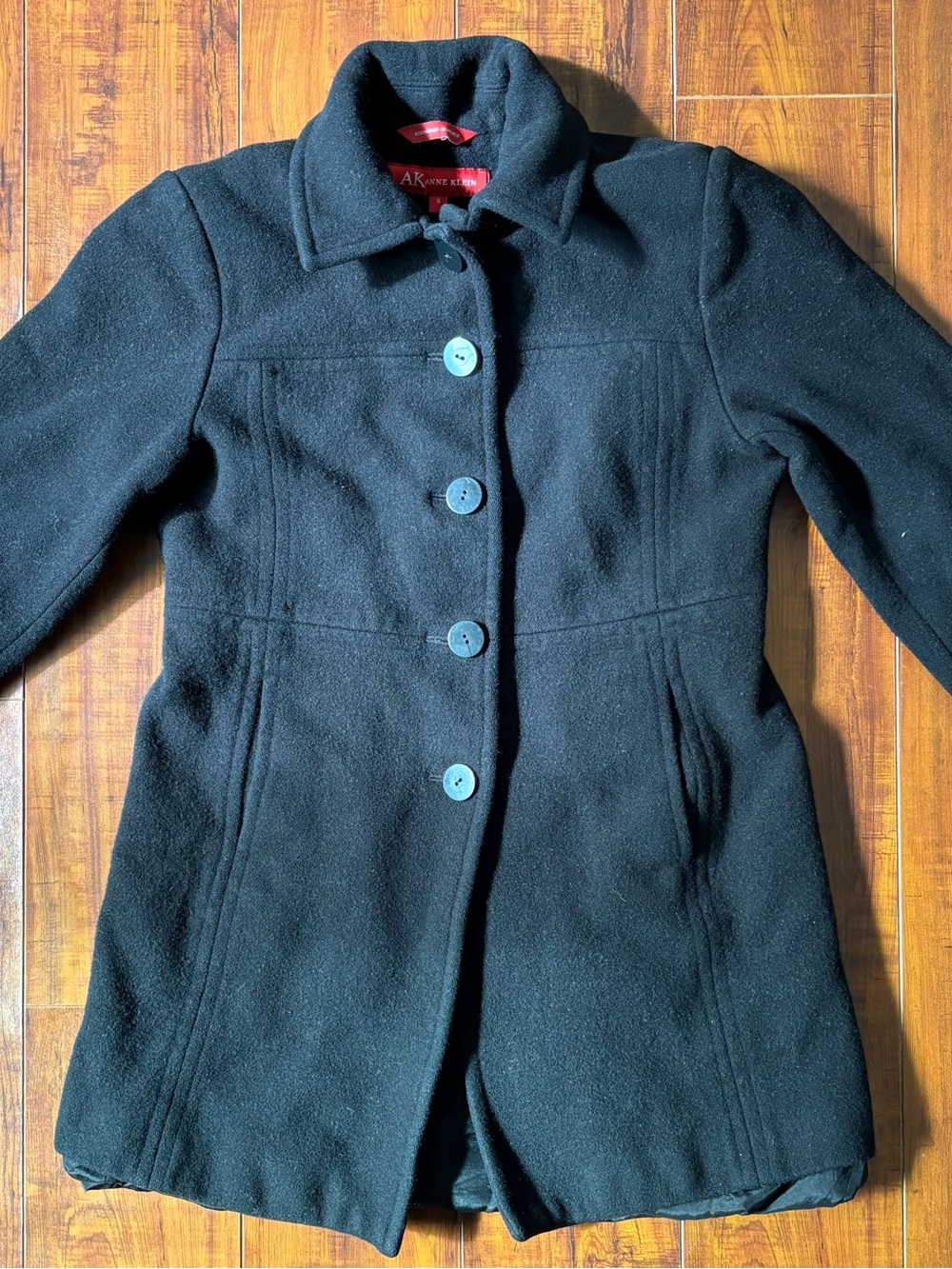 Anne Klein Black Wool Pea Coat